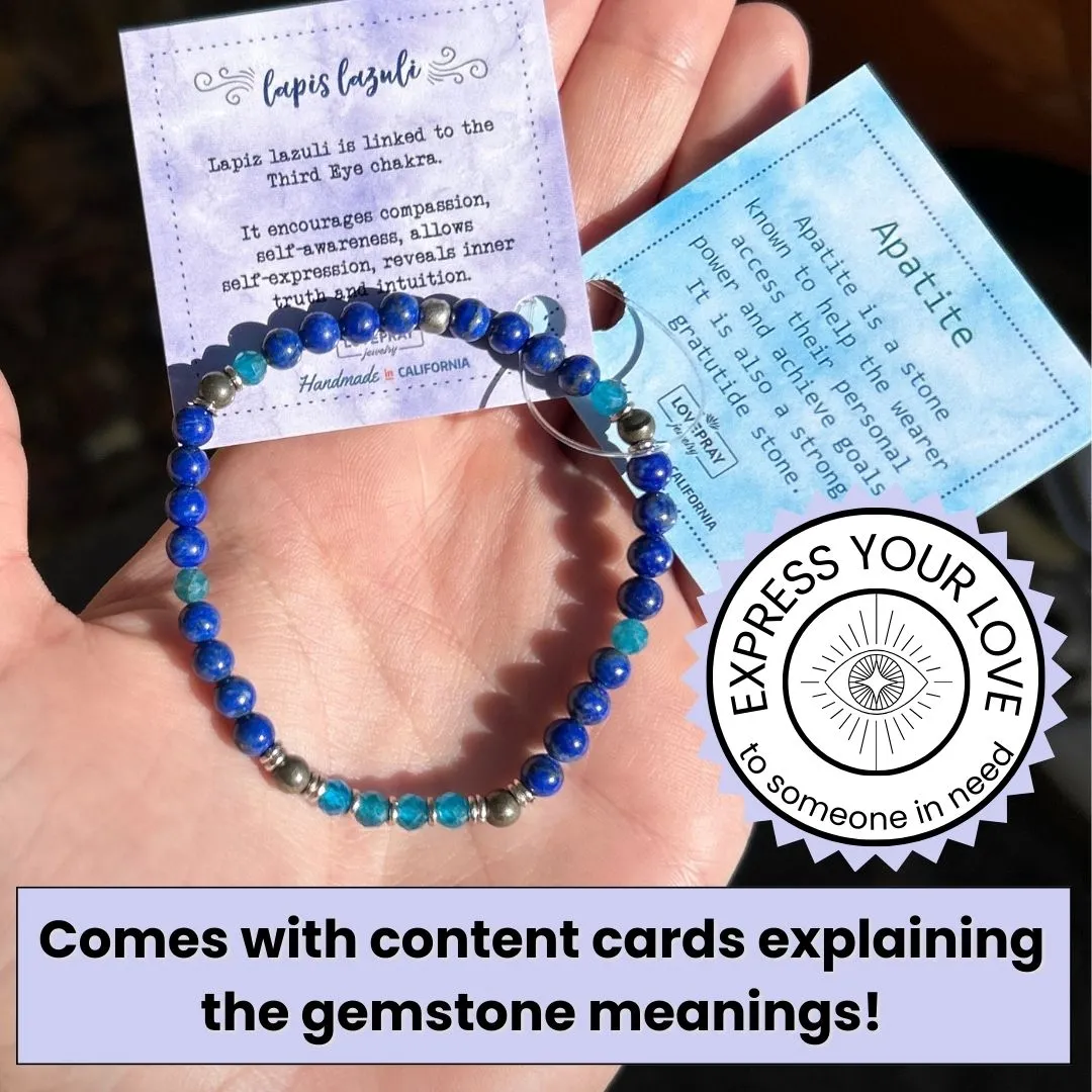 “Intuition & Gratitude” Lapis Lazuli and Apatite Delicate Bracelet