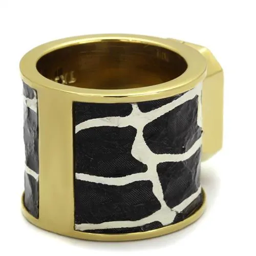 IP Gold(Ion Plating) Stainless Steel Ring with Top Grade Crystal in Citrine Yellow for Women Style TK2701