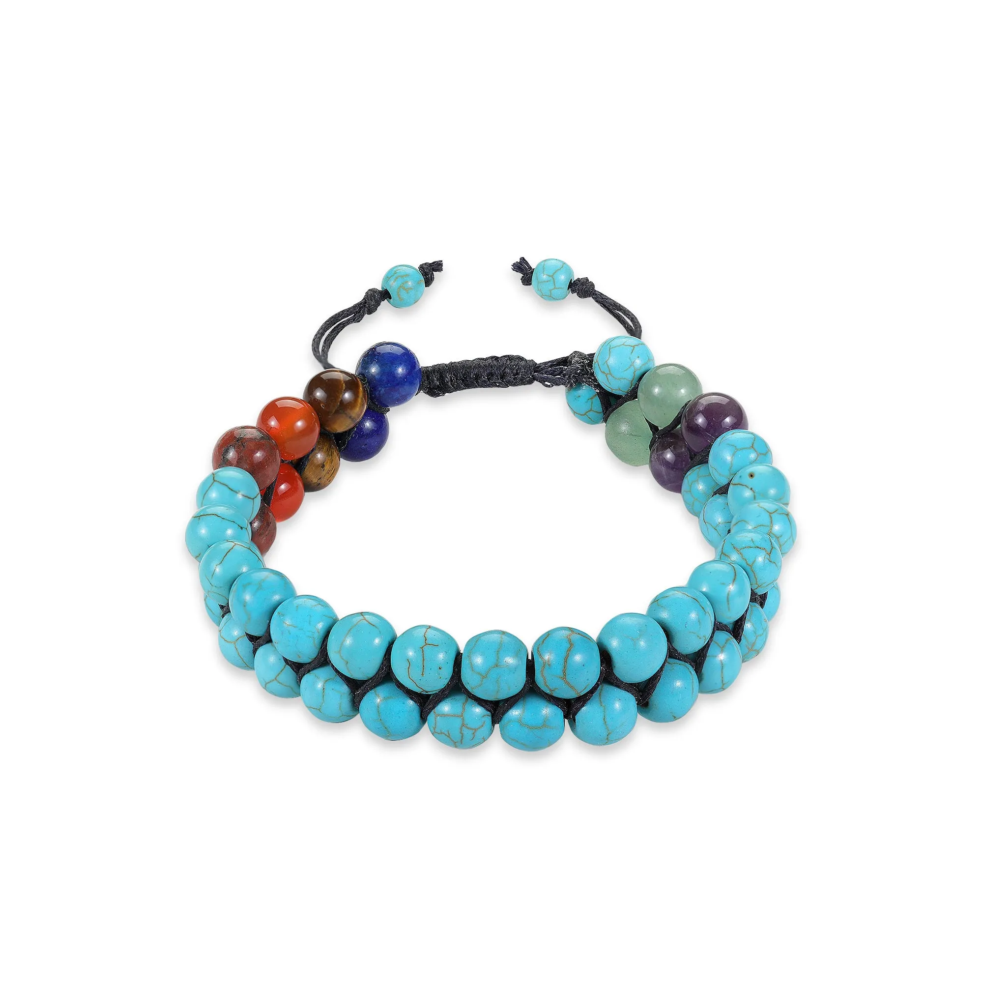 Iranian Firoza with 7 Chakra Stones Double Layered Bracelet