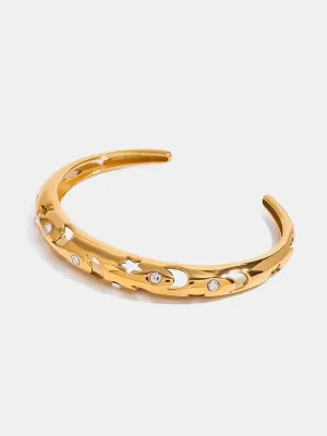 kesley Stainless Steel Inlaid Rhinestone Cutout Bracelet