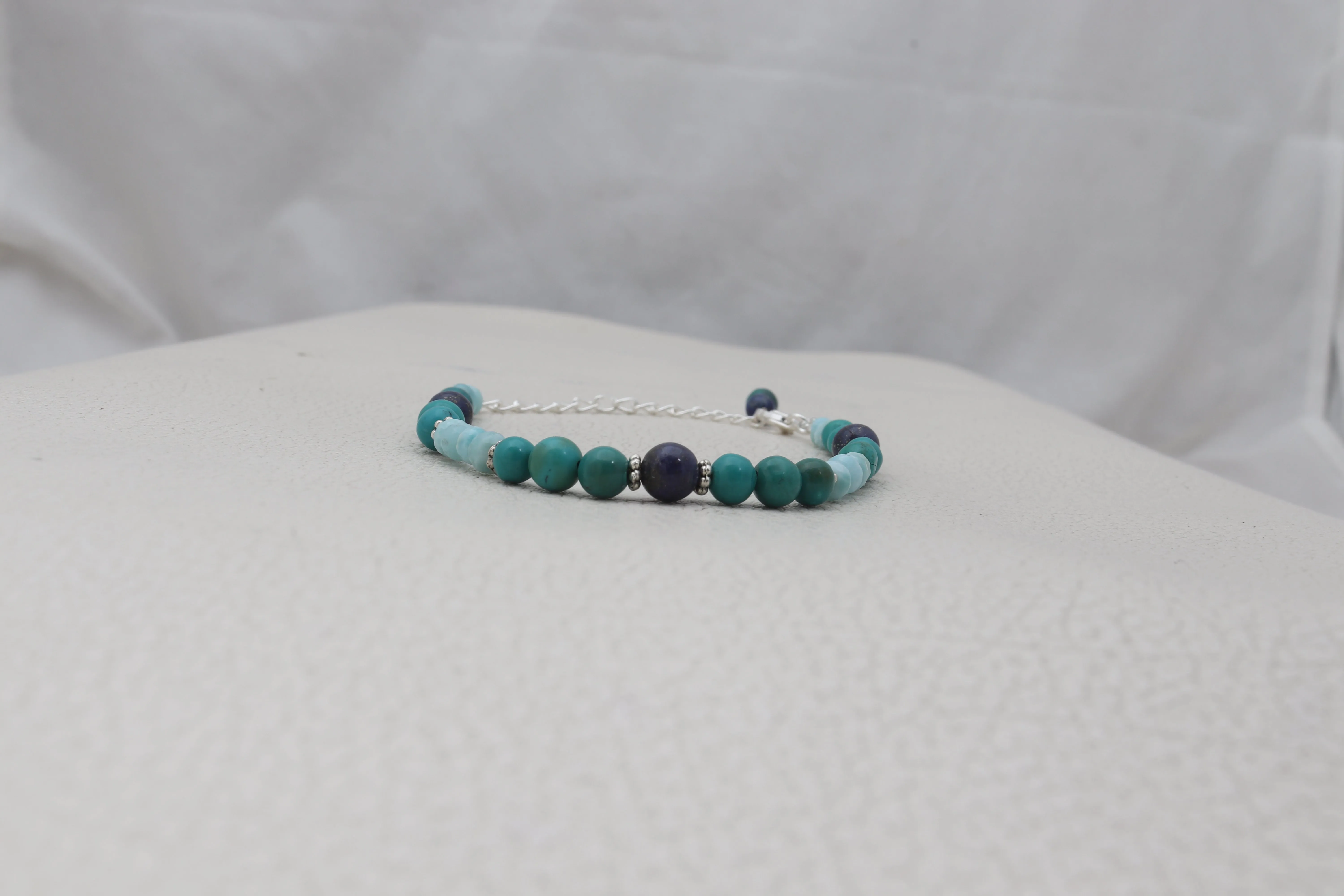 Lapis 'Larimar ' Turquoise Beads Bracelet