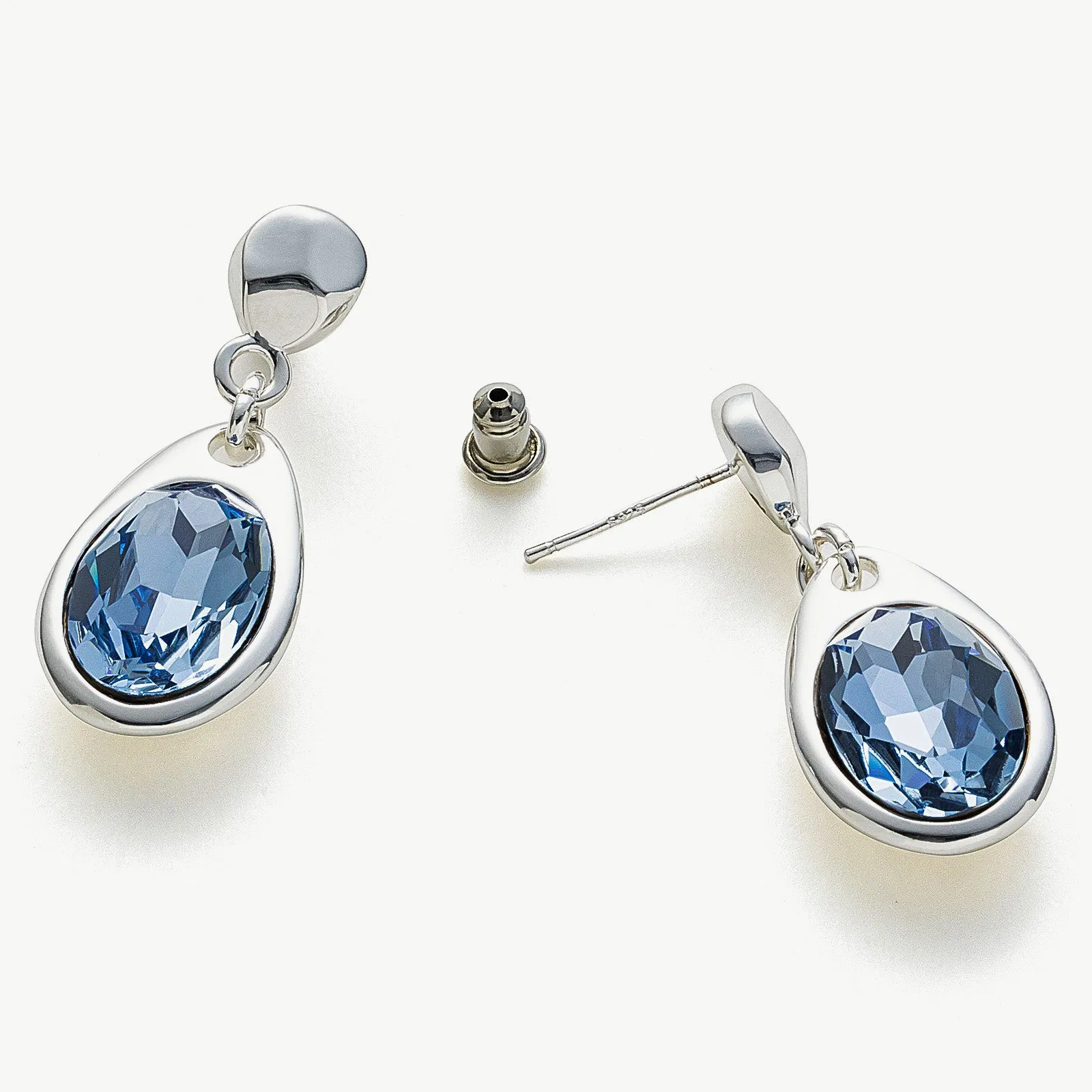Large Dove Grey Crystal Drop Hoops