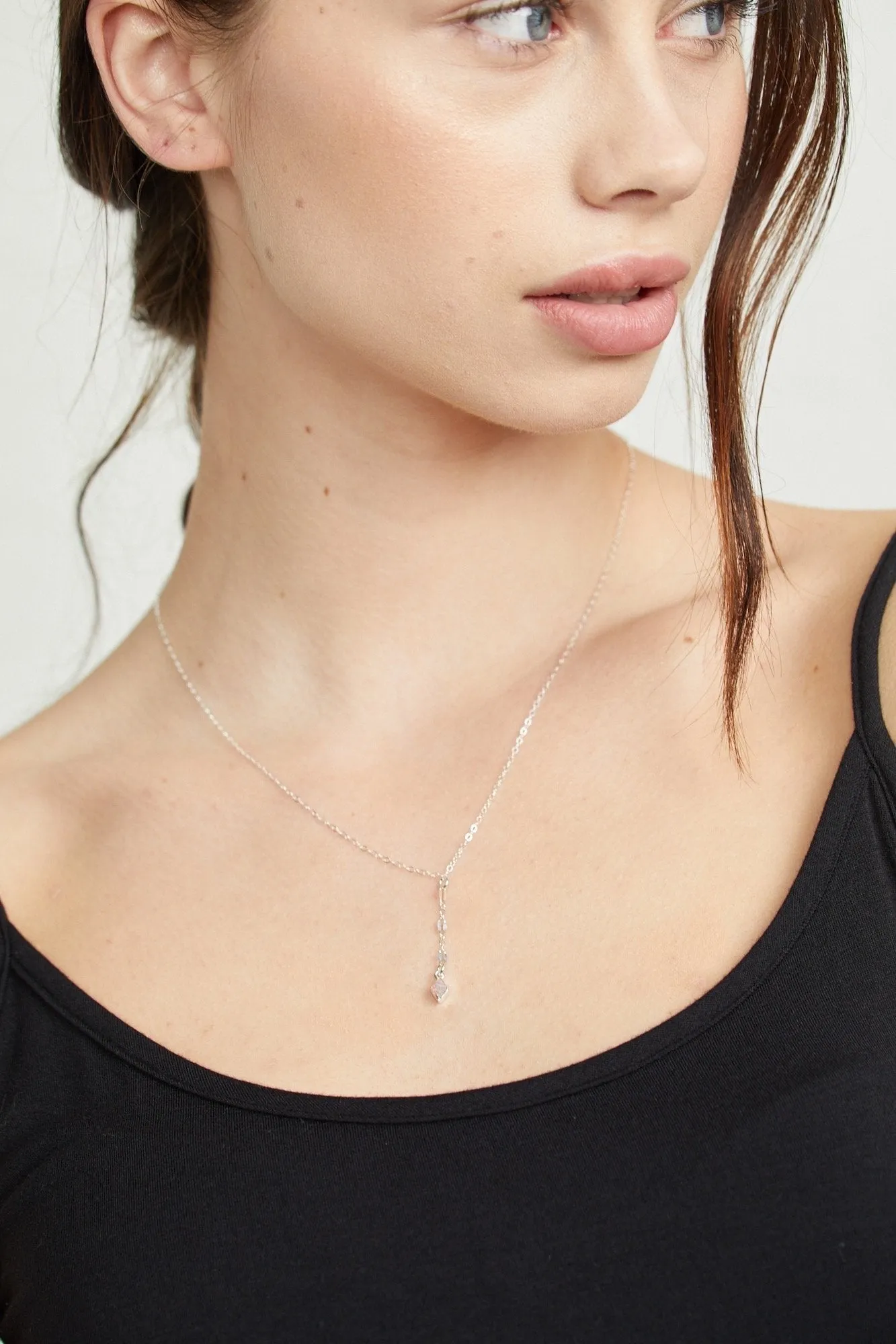 Lariat Opal Diamond Necklace