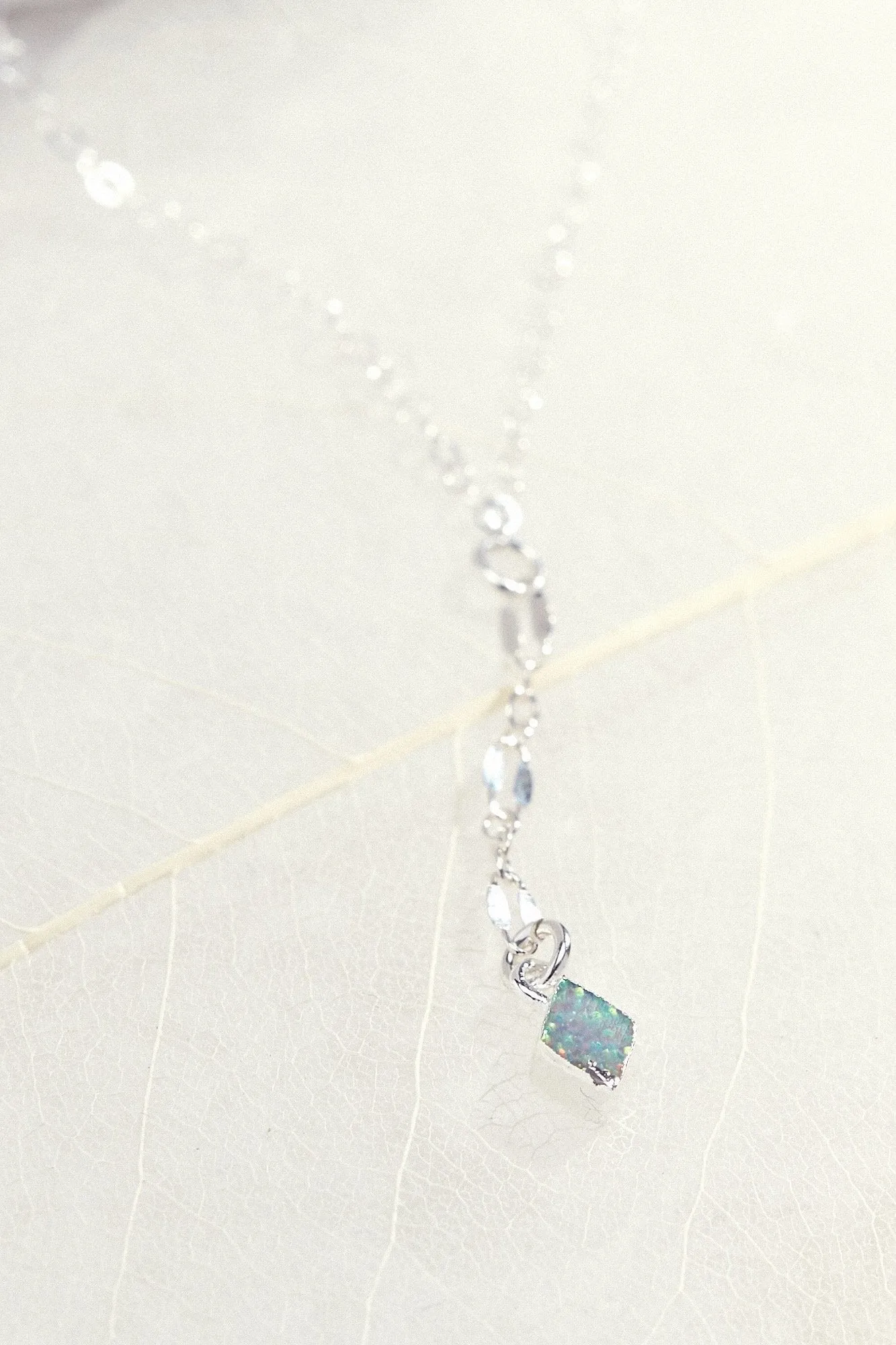 Lariat Opal Diamond Necklace