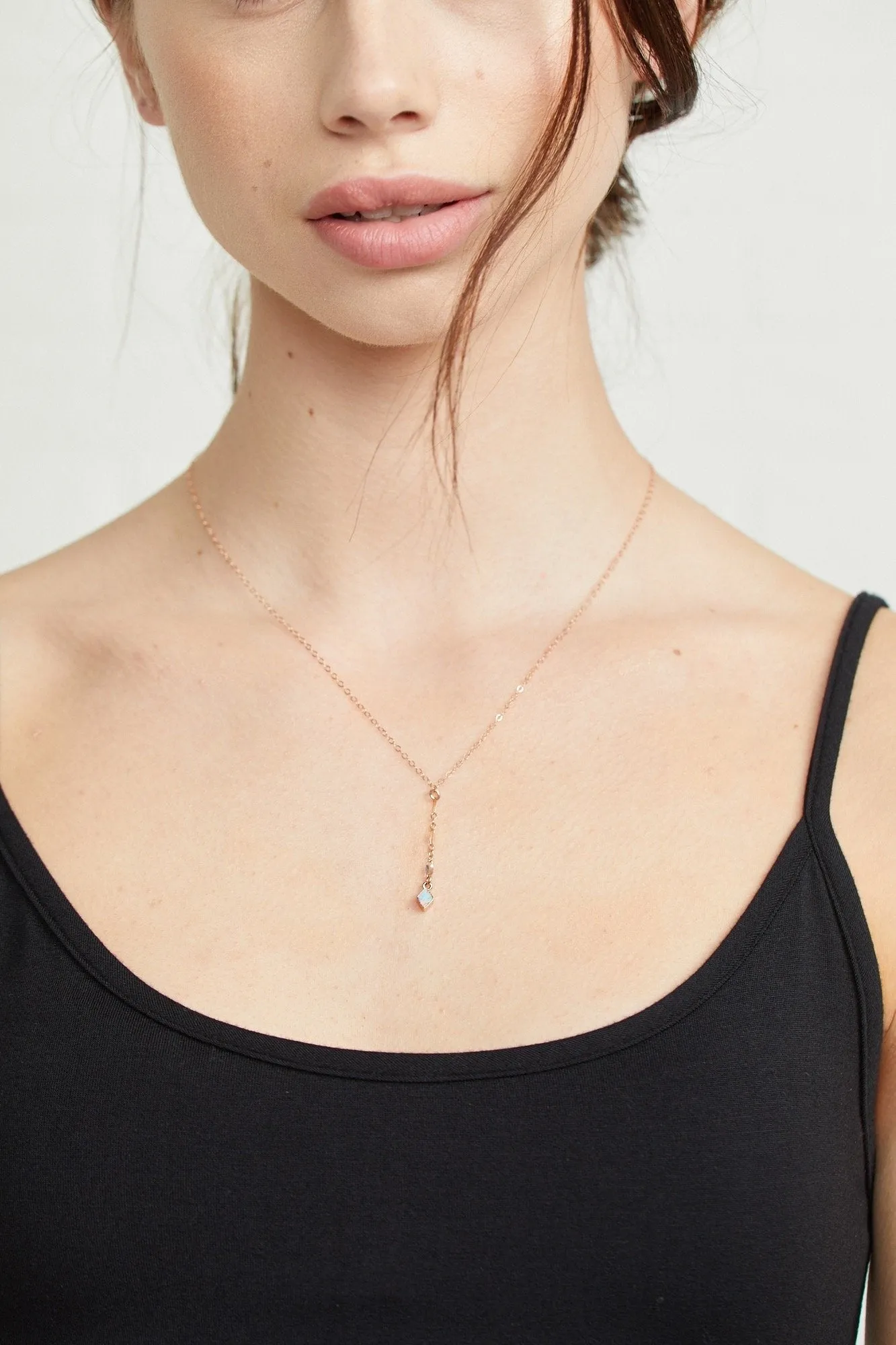 Lariat Opal Diamond Necklace
