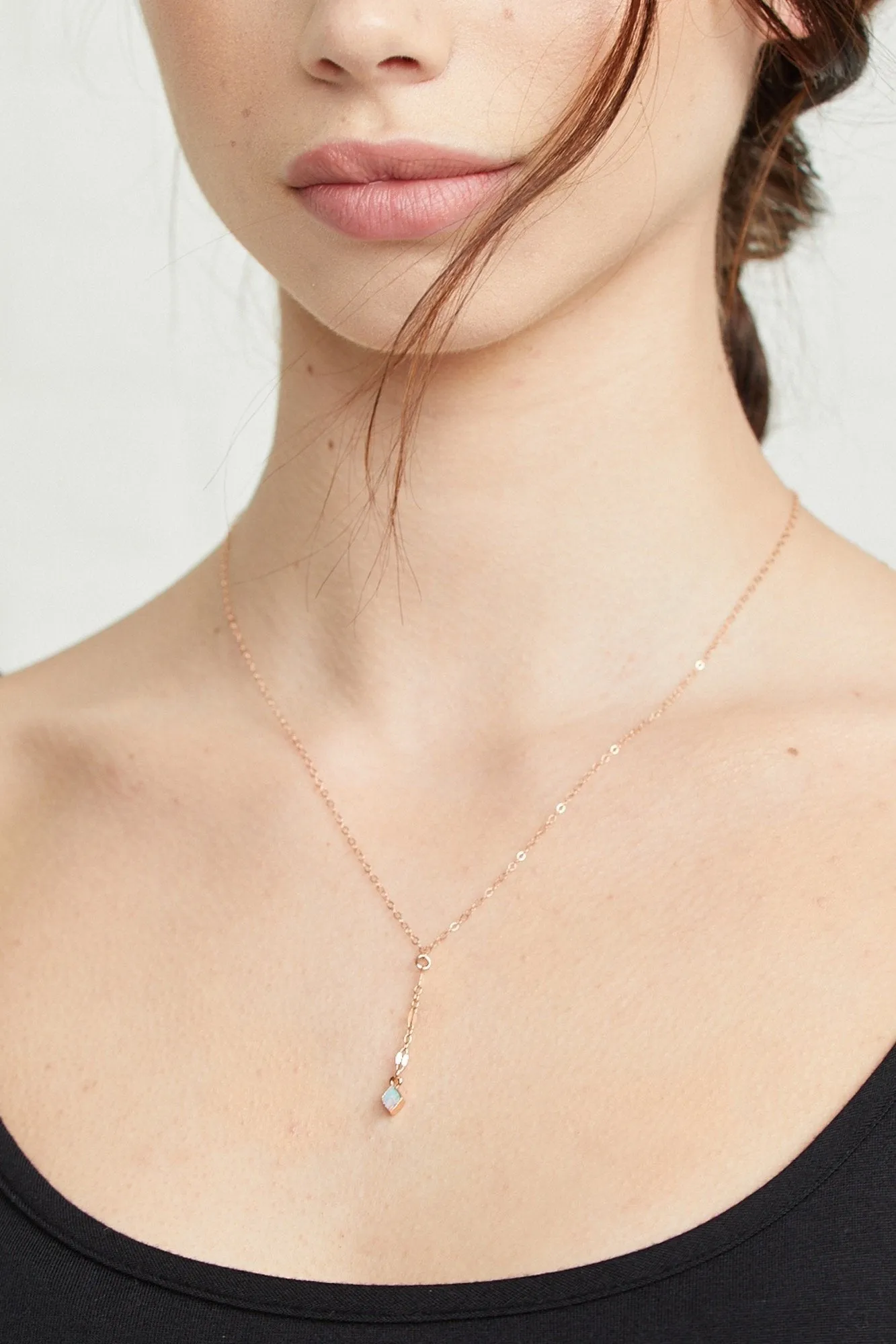 Lariat Opal Diamond Necklace