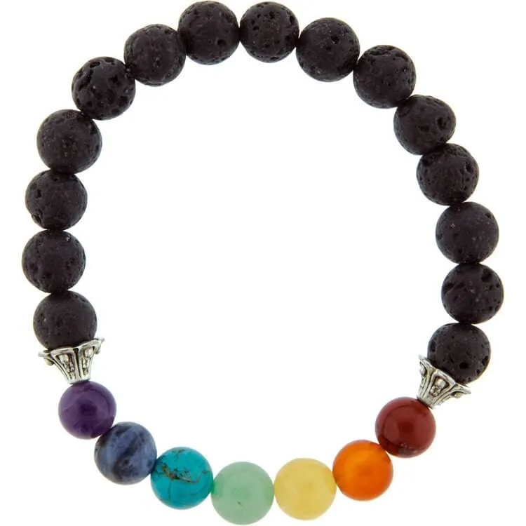 Lava Seven Chakra 8mm Bead Gemstone Bracelet