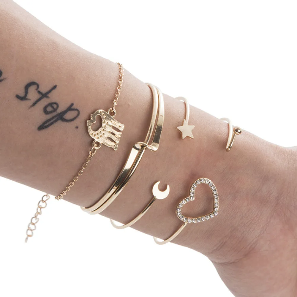 Leaf Love Triangle LOVE Bracelet Set