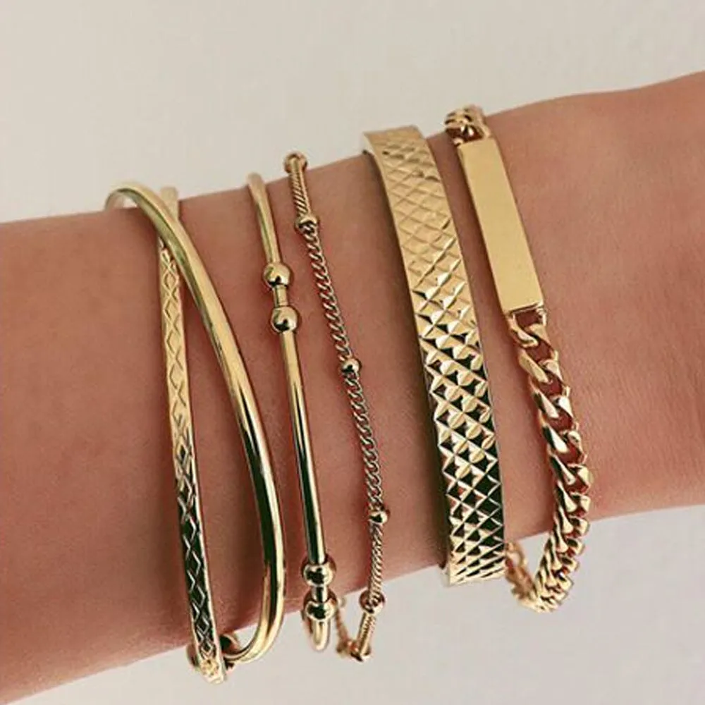 Leaf Love Triangle LOVE Bracelet Set