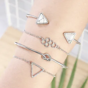 Leaf Love Triangle LOVE Bracelet Set