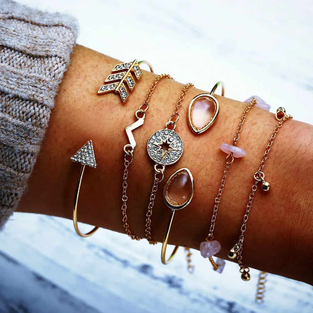 Leaf Love Triangle LOVE Bracelet Set