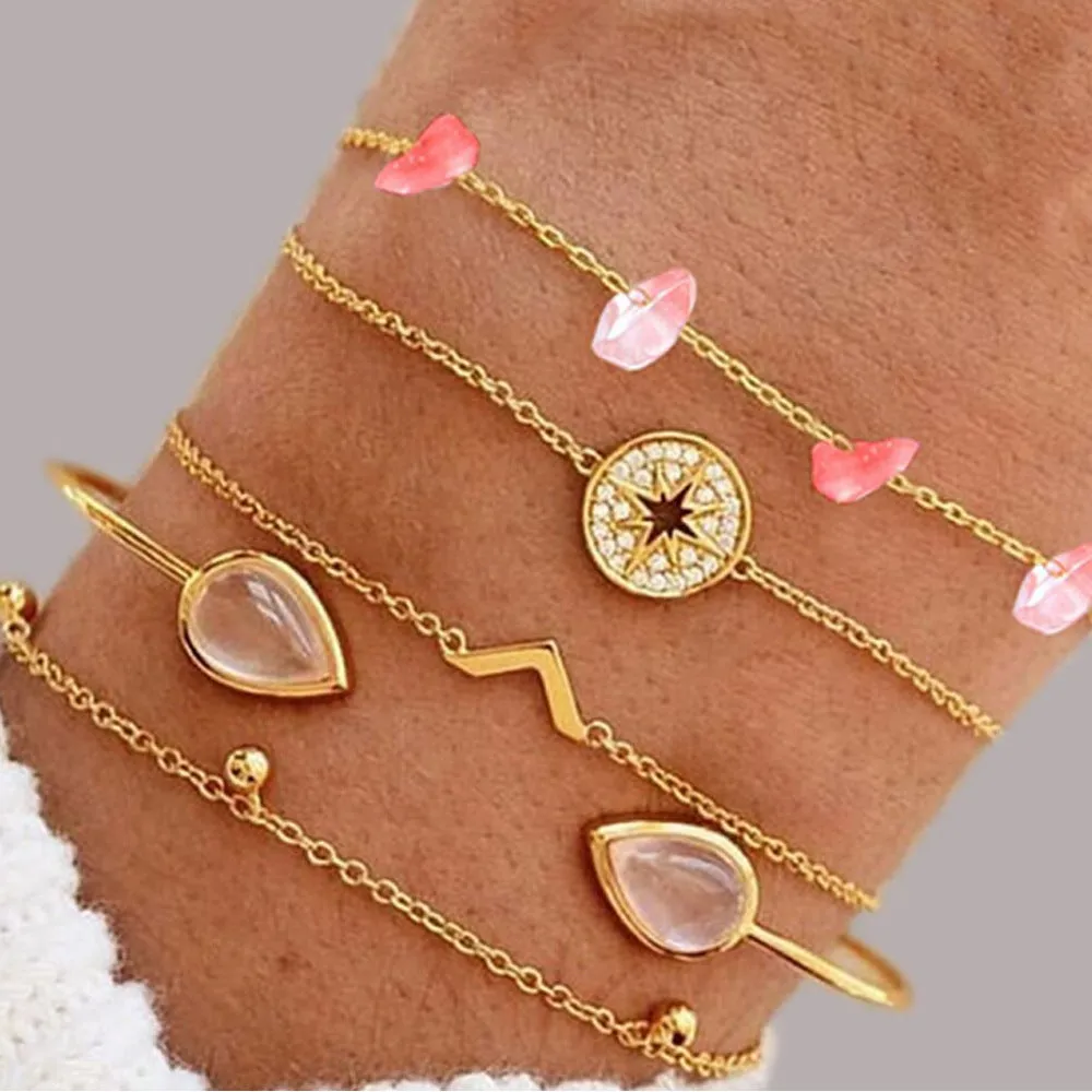 Leaf Love Triangle LOVE Bracelet Set