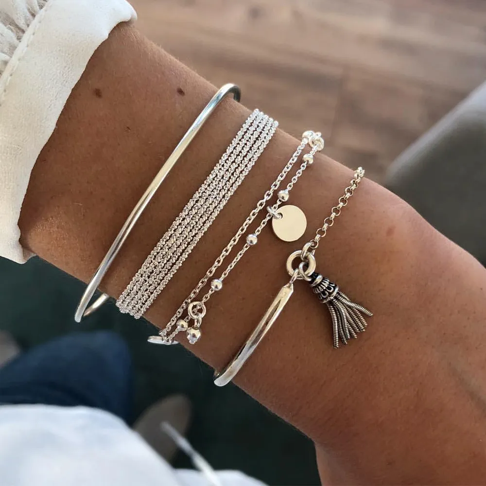 Leaf Love Triangle LOVE Bracelet Set