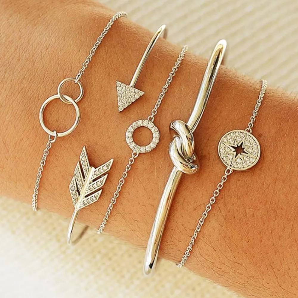 Leaf Love Triangle LOVE Bracelet Set