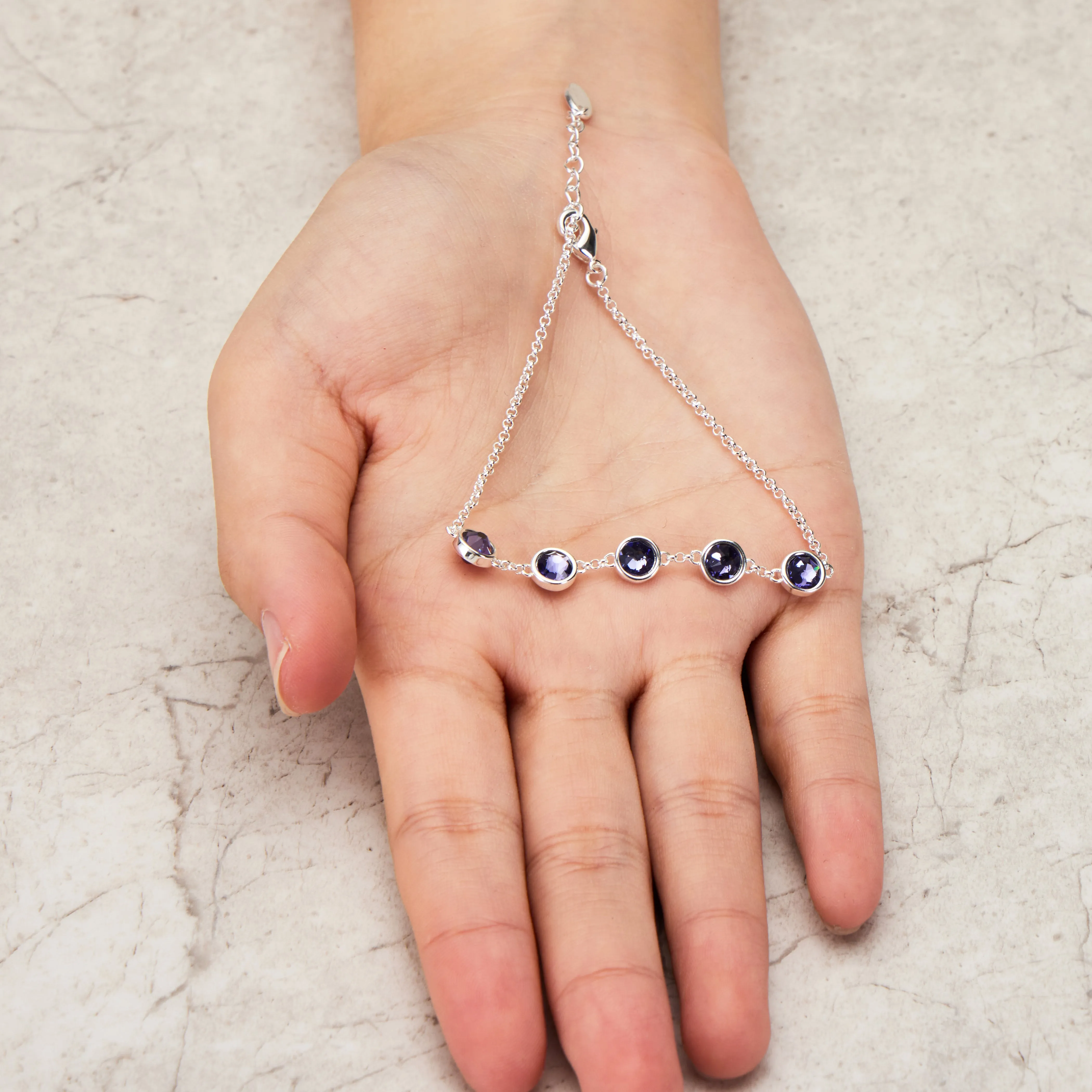 Light Purple Crystal Chain Bracelet Created with Zircondia® Crystals