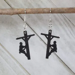 Lineman Wooden Dangle Earrings by Cate's Concepts, LLC