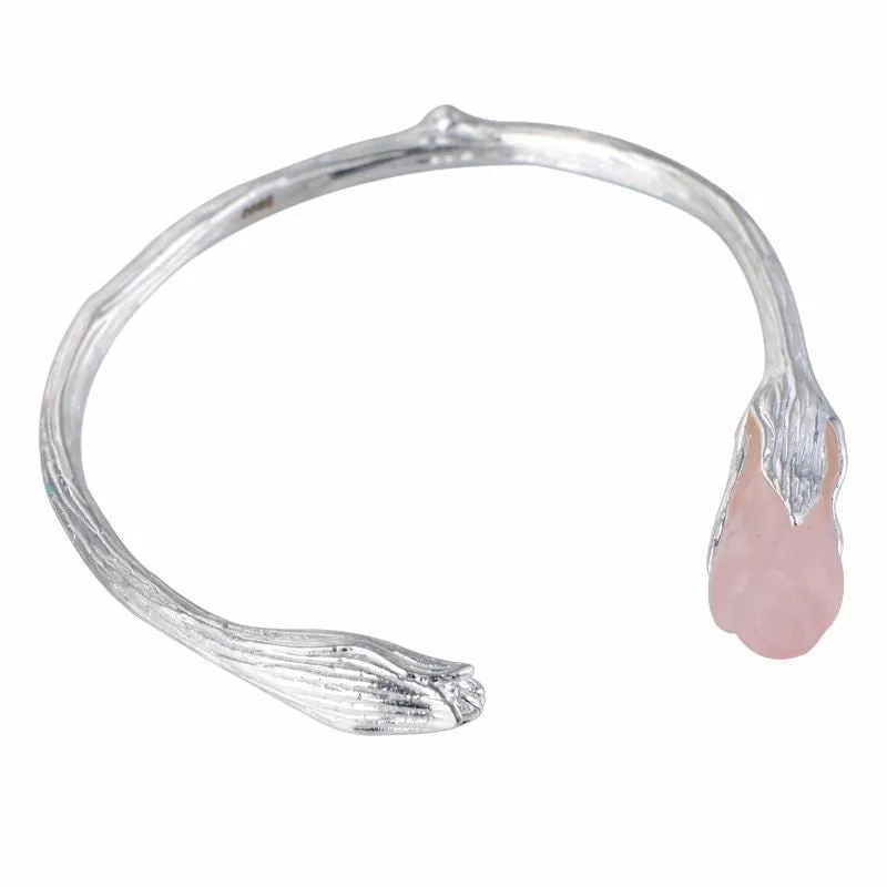 LovelyRLovely S990 Sterling Silver Inlaid Crystal Tulip Bracelet