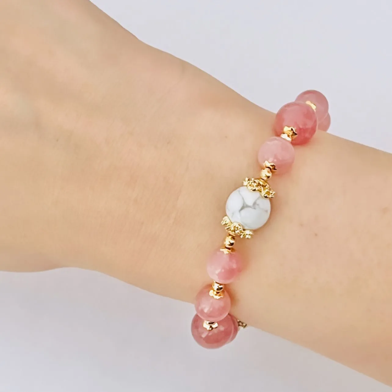 Madagascar Rose Quartz & Howlite Bracelet