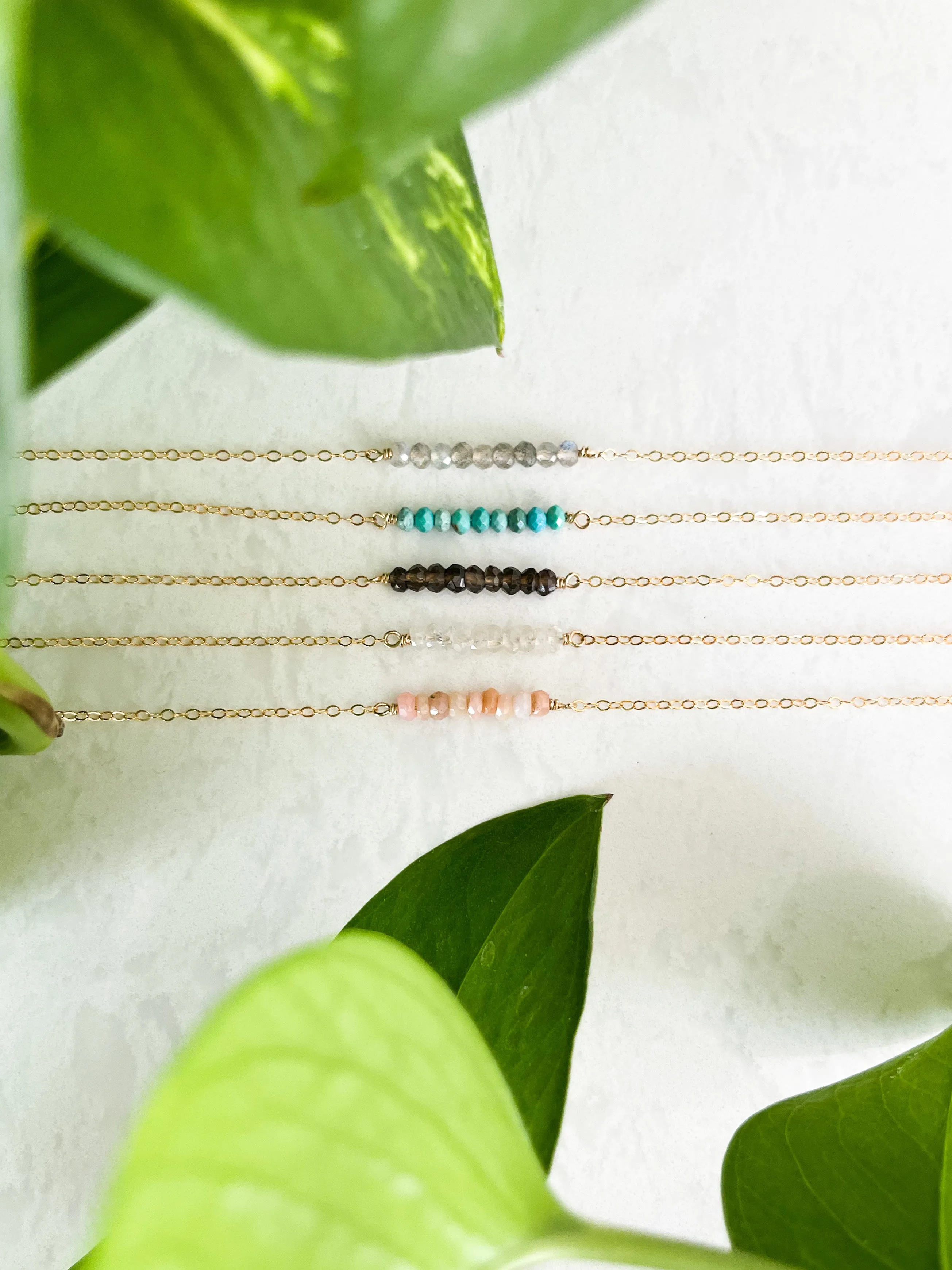Mama   Mini Natural Gemstone Bar Bracelets