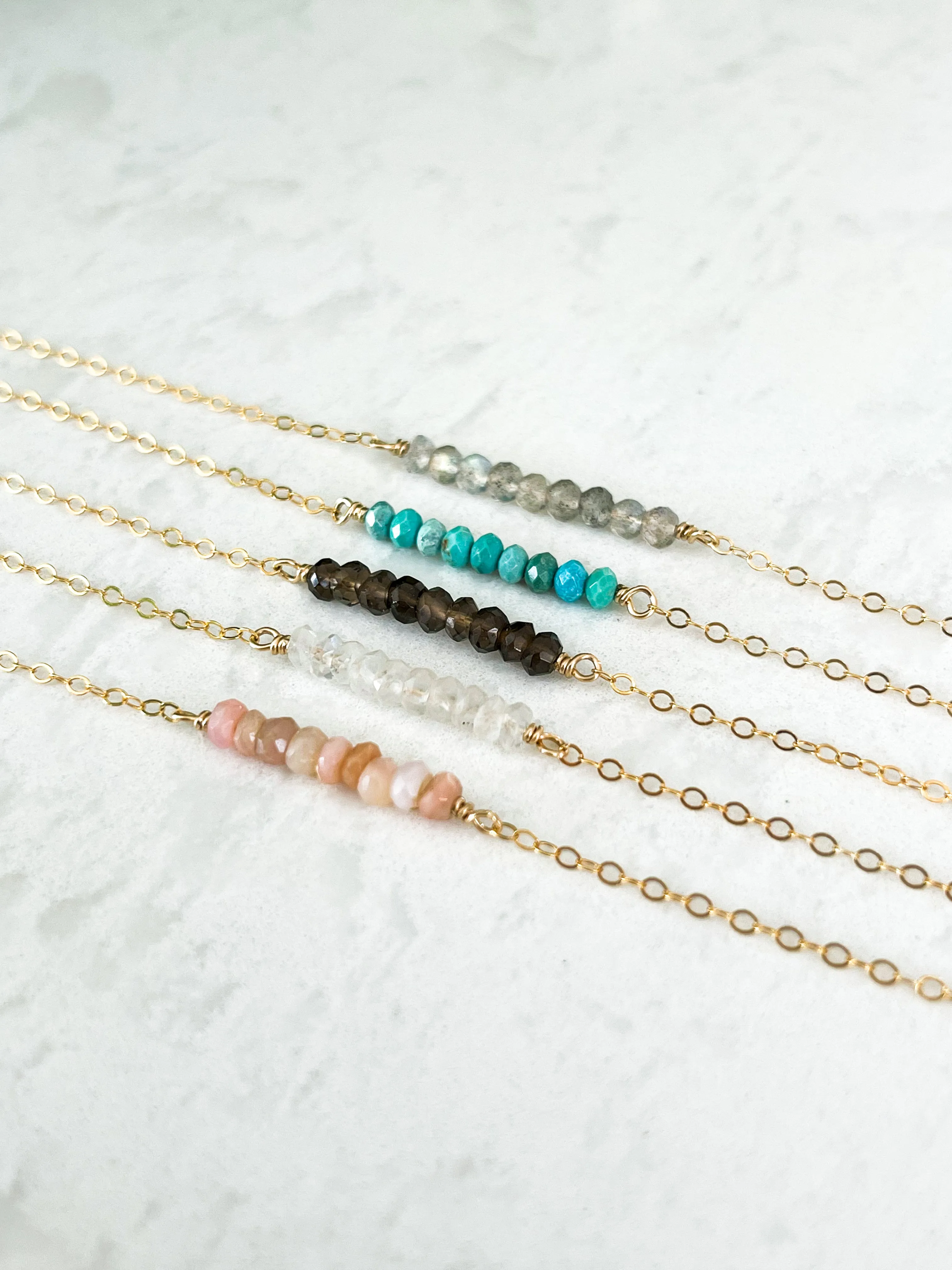 Mama   Mini Natural Gemstone Bar Bracelets