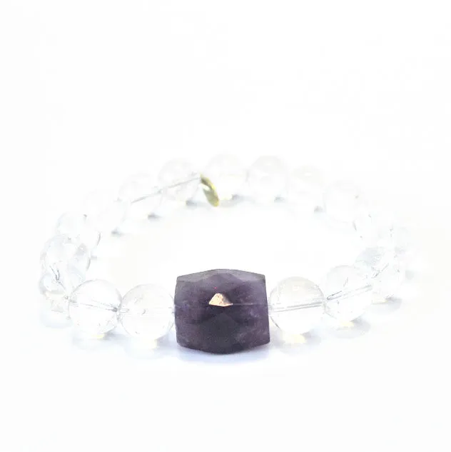Migraine Relief Crystal Bracelet | Clear Quartz   Amethyst