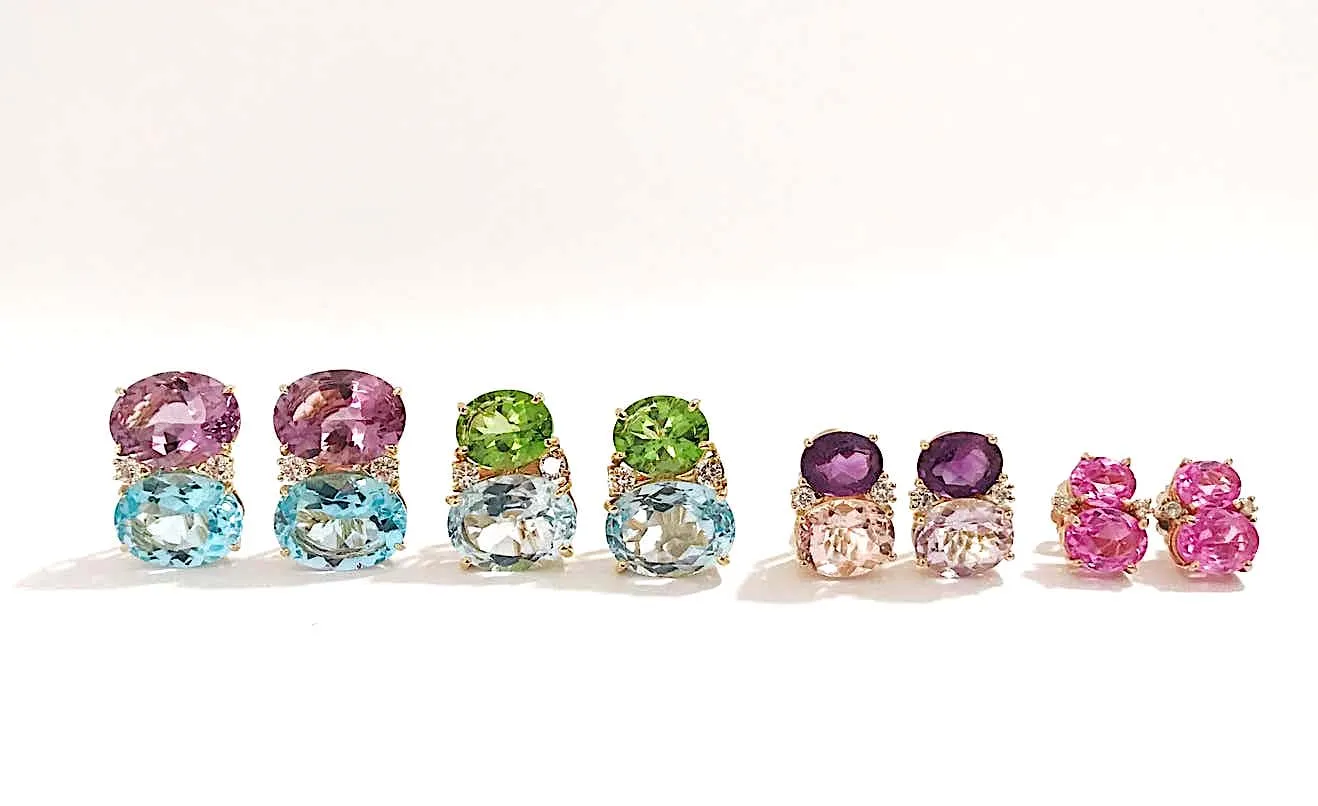 Mini GUM DROP™ Iolite Blue Topaz Diamond Earrings