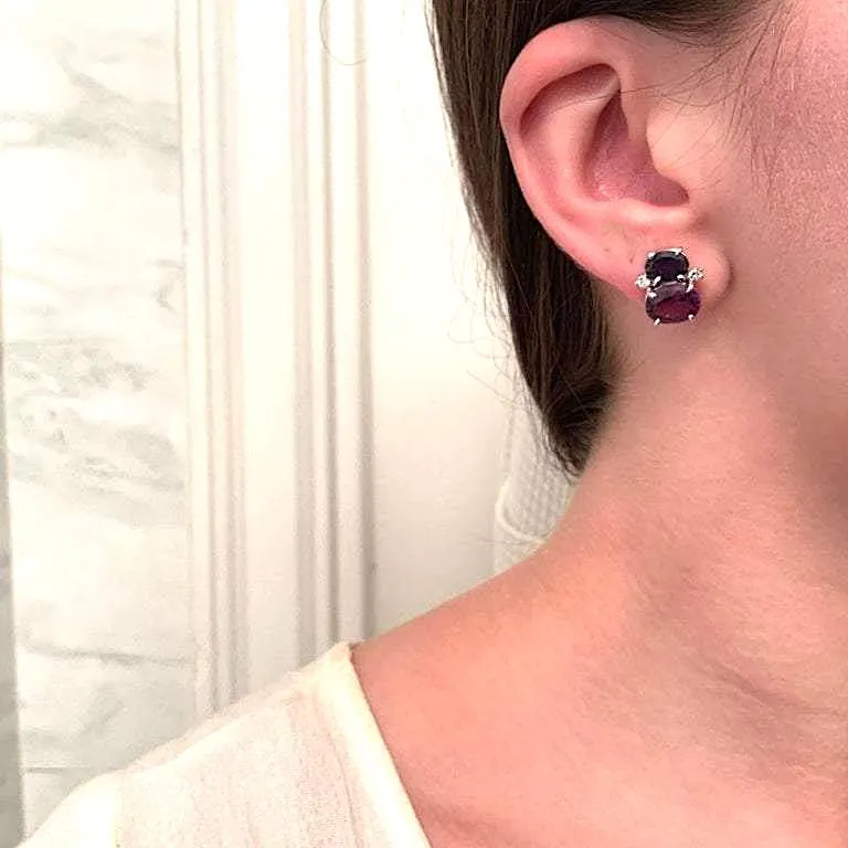 Mini GUM DROP™ Iolite Blue Topaz Diamond Earrings