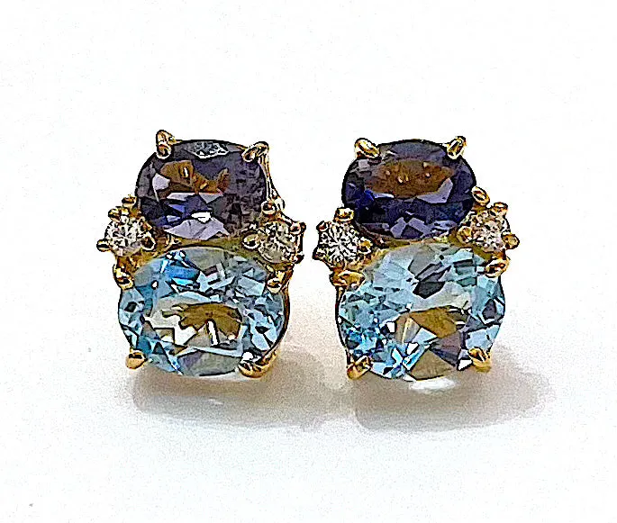 Mini GUM DROP™ Iolite Blue Topaz Diamond Earrings