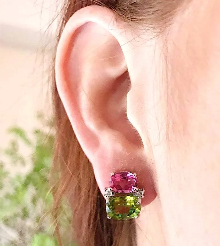 Mini GUM DROP™ Iolite Blue Topaz Diamond Earrings