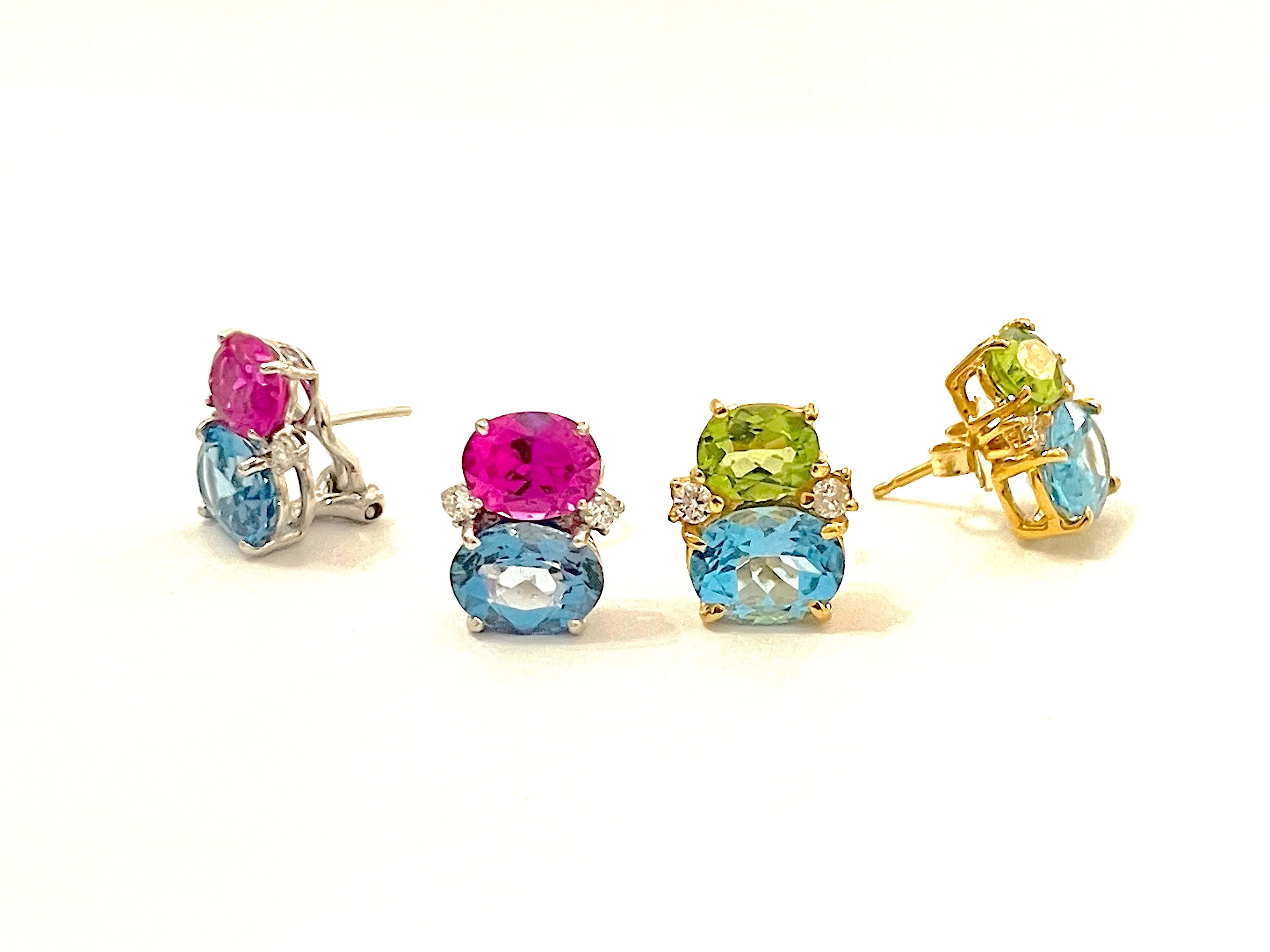 Mini GUM DROP™ Iolite Blue Topaz Diamond Earrings