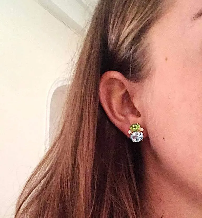 Mini GUM DROP™ Iolite Blue Topaz Diamond Earrings