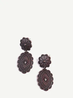 Montana West Copper Oval Floral Concho Dangling Earrings