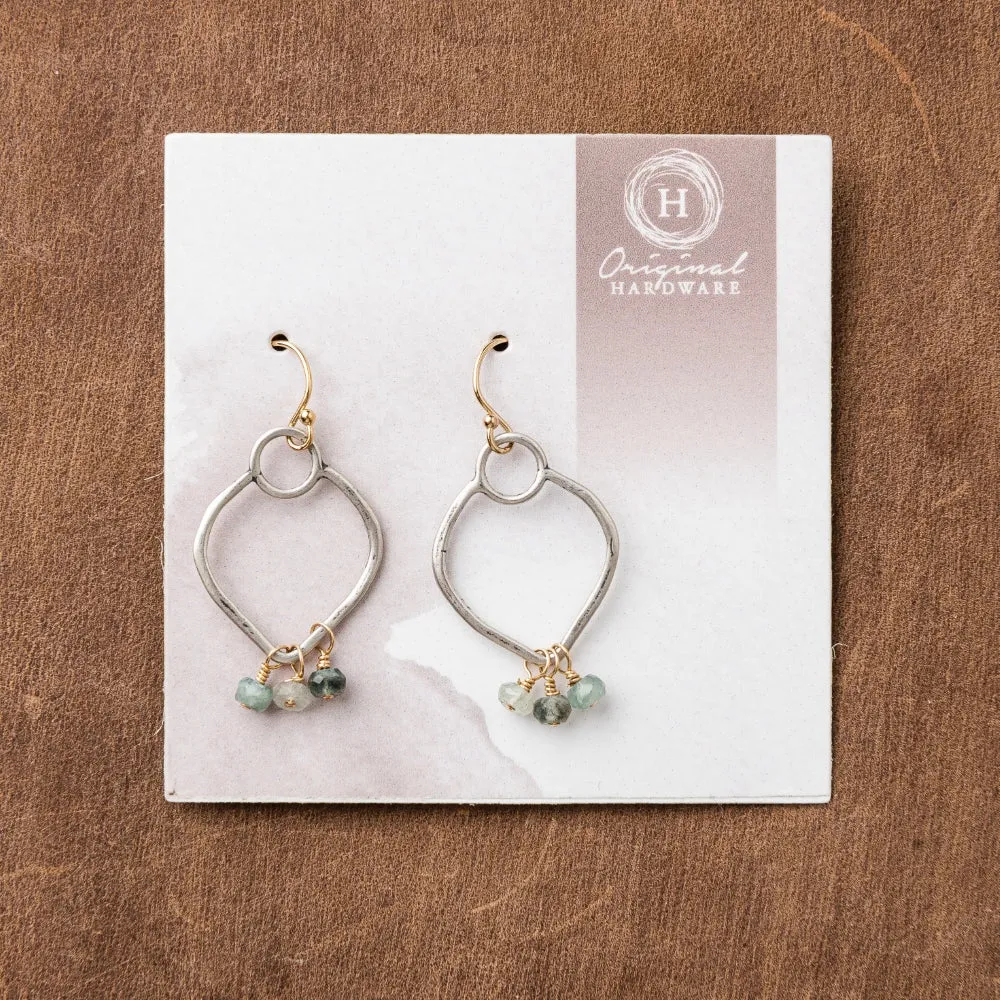 Moss Aquamarine Plume Earrings in Silver