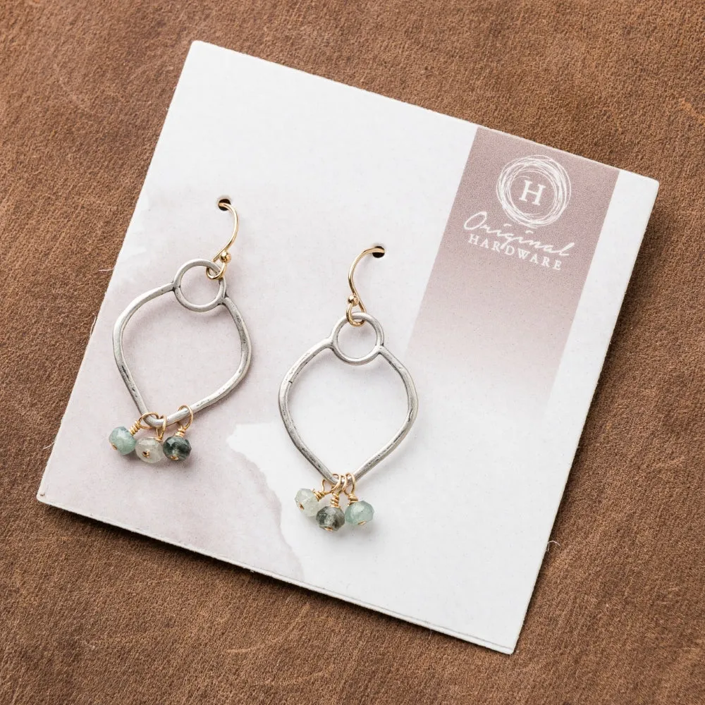 Moss Aquamarine Plume Earrings in Silver