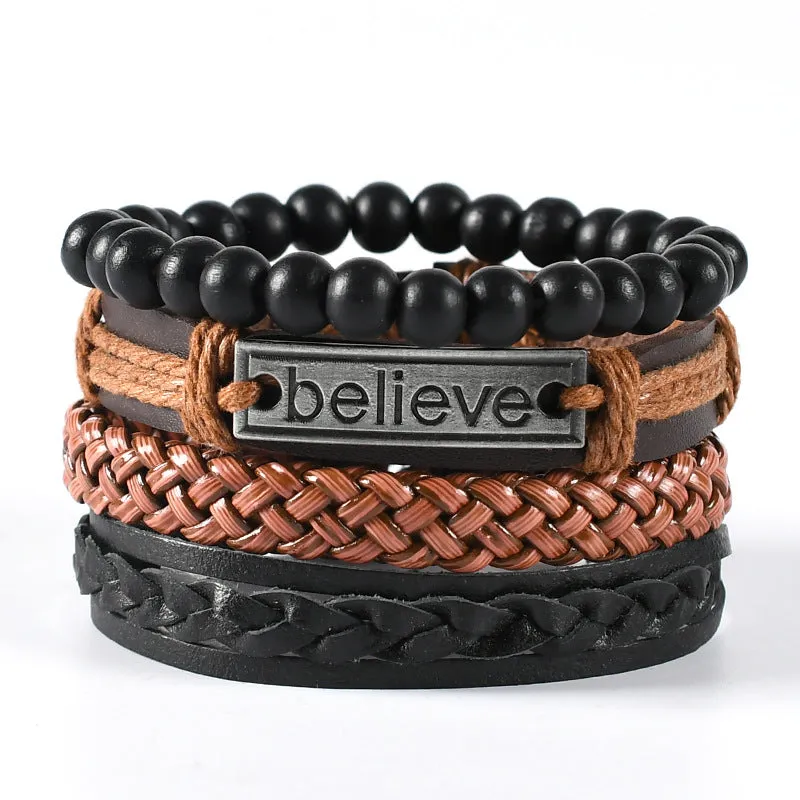 Multi-layer Suit Men's Leather Braided Bracelet