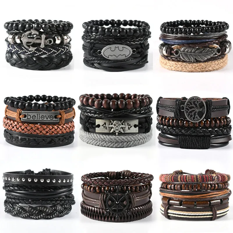 Multi-layer Suit Men's Leather Braided Bracelet