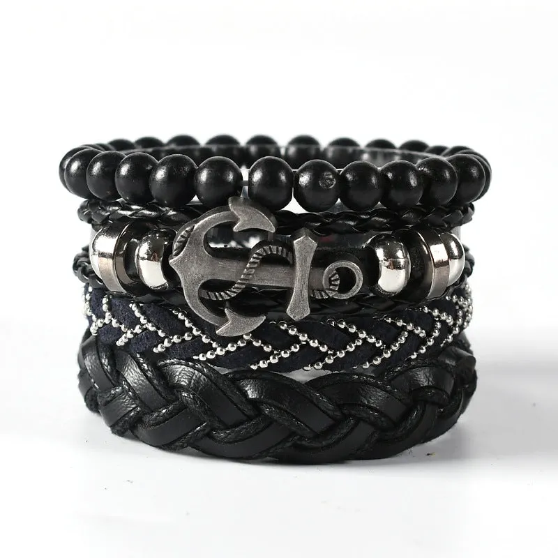 Multi-layer Suit Men's Leather Braided Bracelet