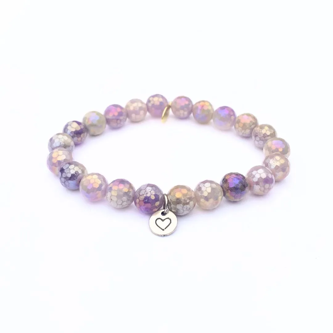 Mystic Amethyst Crystal Bracelet | Silver Heart Charm