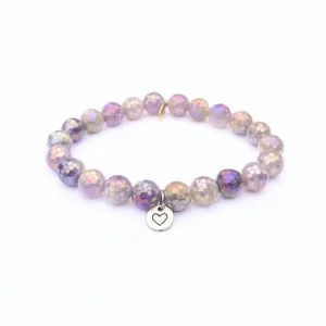 Mystic Amethyst Crystal Bracelet | Silver Heart Charm