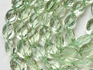 Natural Green Amethyst faceted oval shape beads