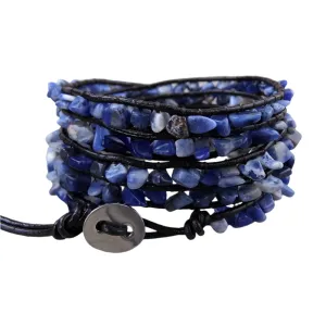 Natural Lapis Lazuli Raw Stone Gravel Bead Bracelet