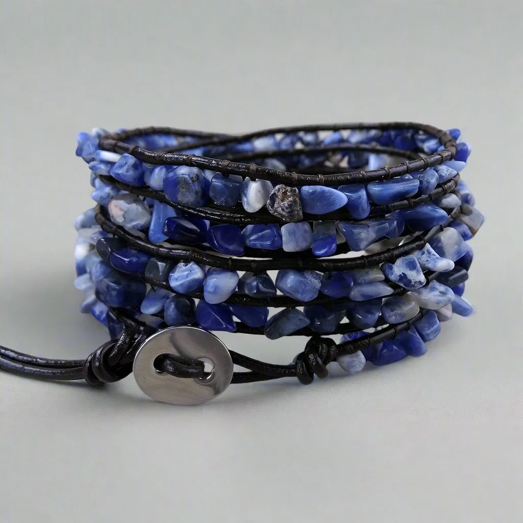 Natural Lapis Lazuli Raw Stone Gravel Bead Bracelet