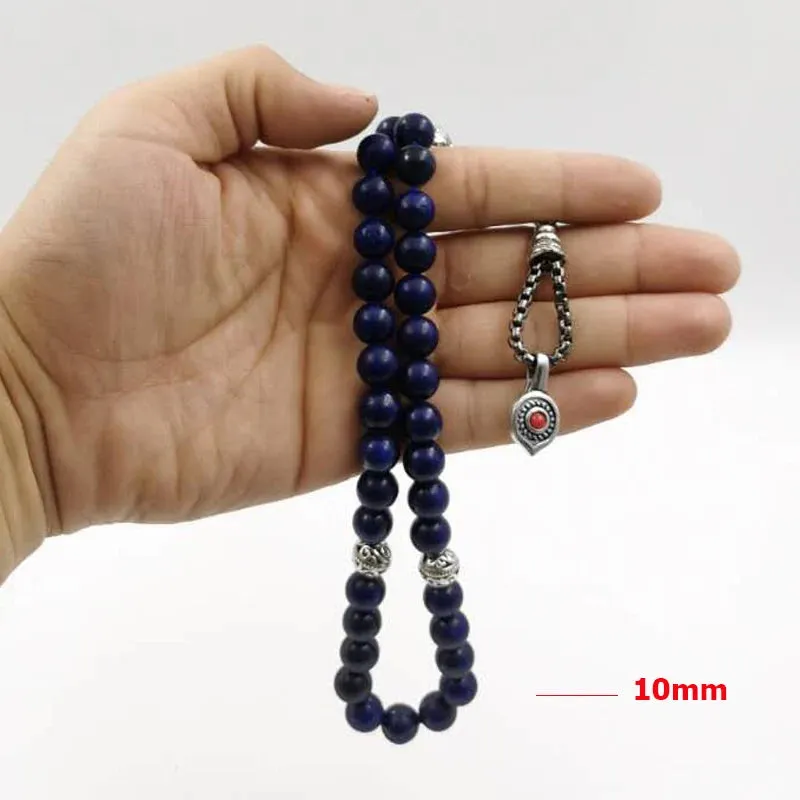 Natural Lapis lazulis Tasbih with Turquoises Rosary Muslim gfit  Muslim misbaha Man's bracelets