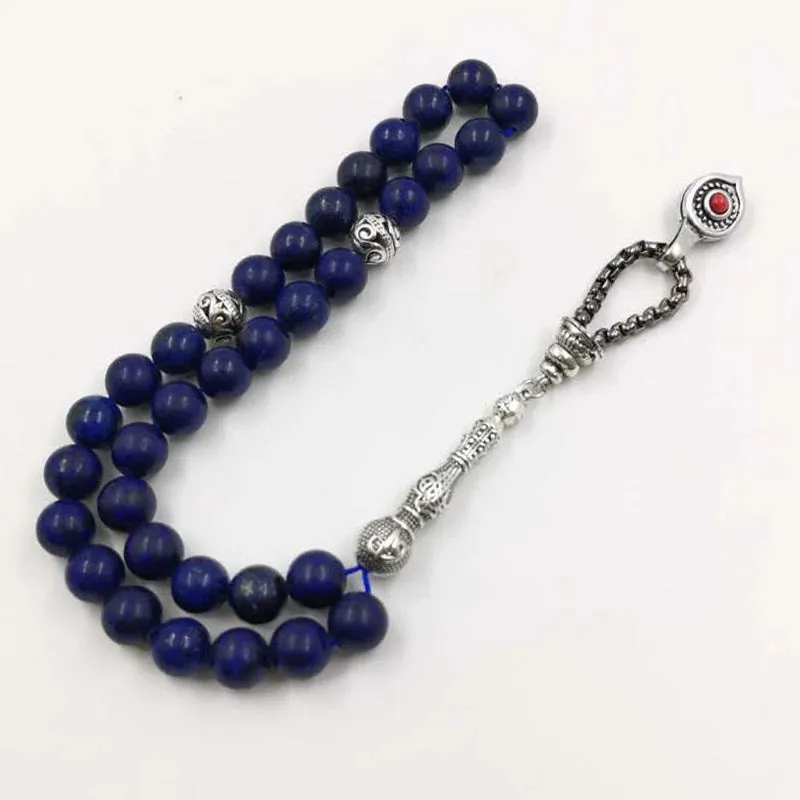 Natural Lapis lazulis Tasbih with Turquoises Rosary Muslim gfit  Muslim misbaha Man's bracelets