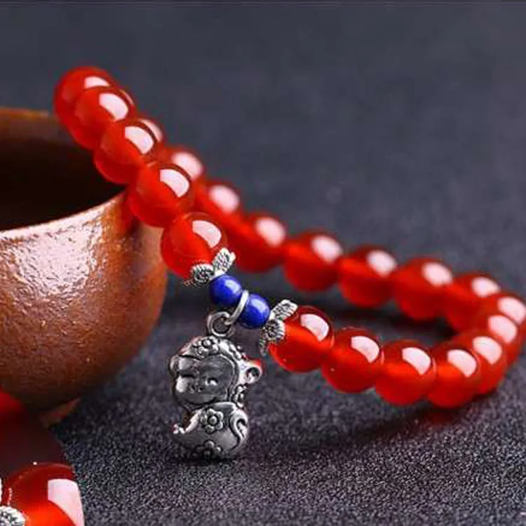 Natural red agate bracelet