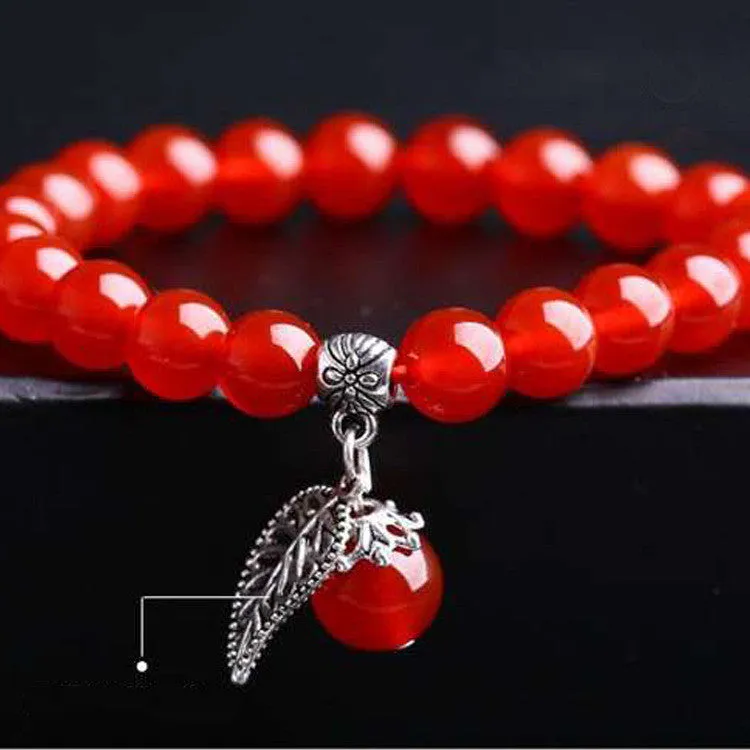 Natural red agate bracelet