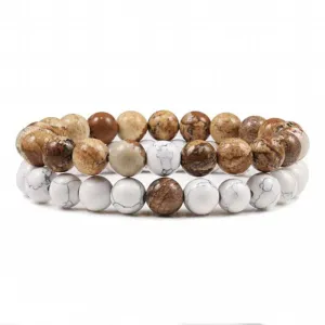 Natural Volcanic Stone White Pine Red Pine Tiger Eye Beaded Set