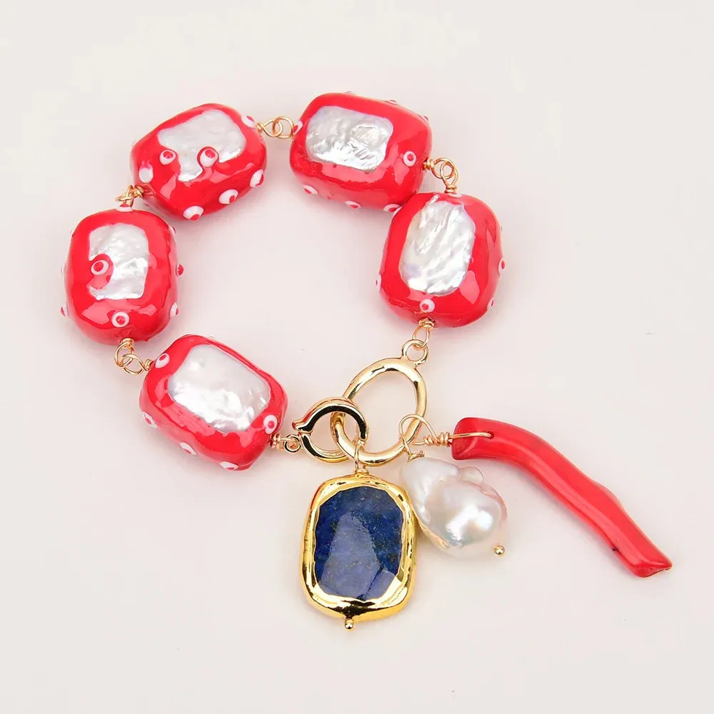 Natural White Keshi Pearl CZ Long Necklace