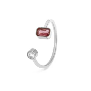 October Opal Birthstone Ring - Silver