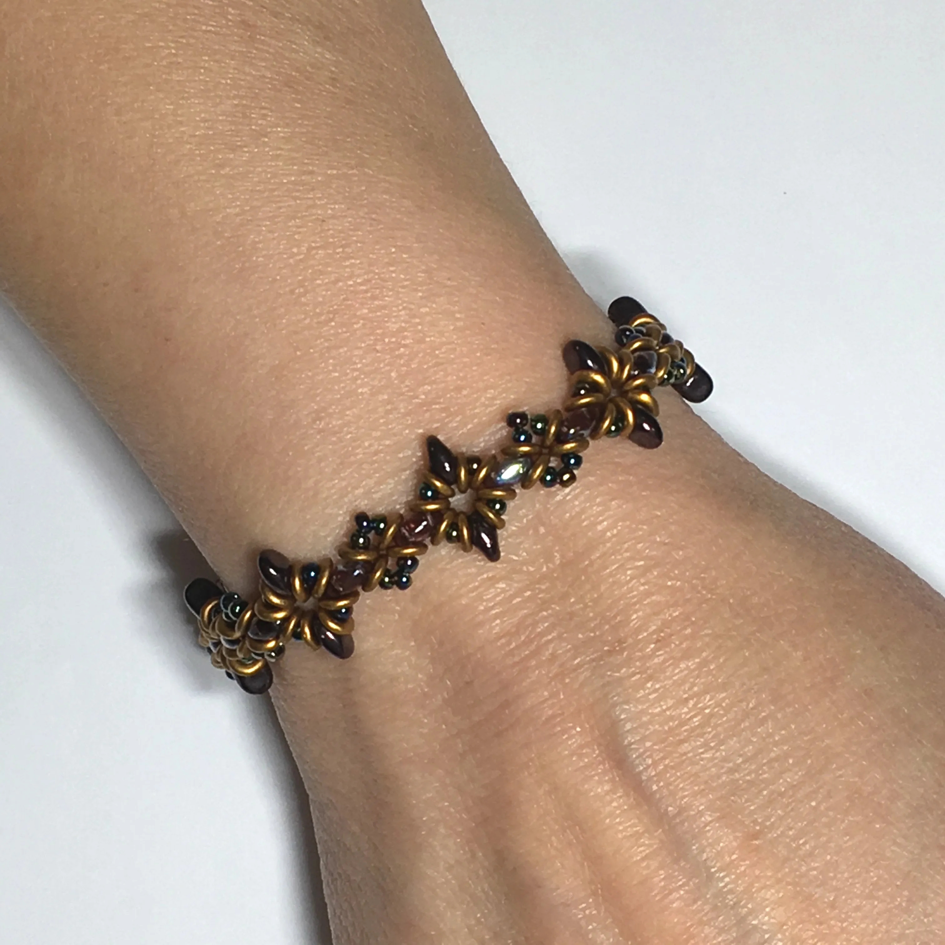 Oh, My Stars Bracelet Dark Amethyst / Gold Brass PDF Tutorial/Instructions